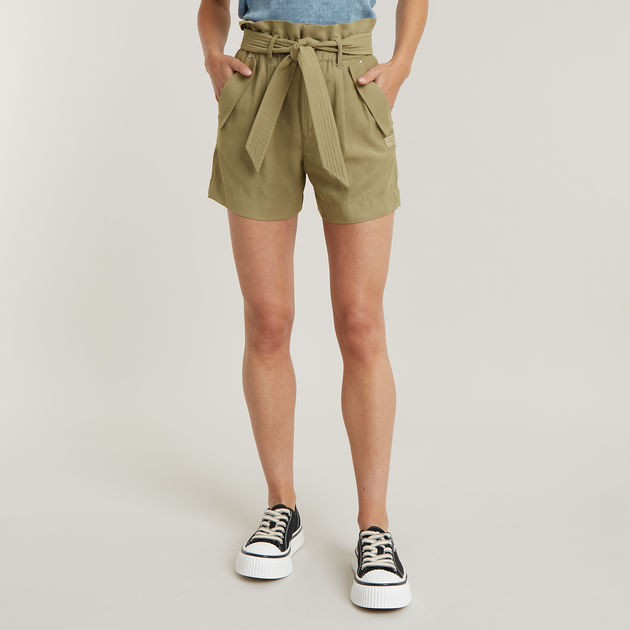 Khaki paperbag shorts new arrivals