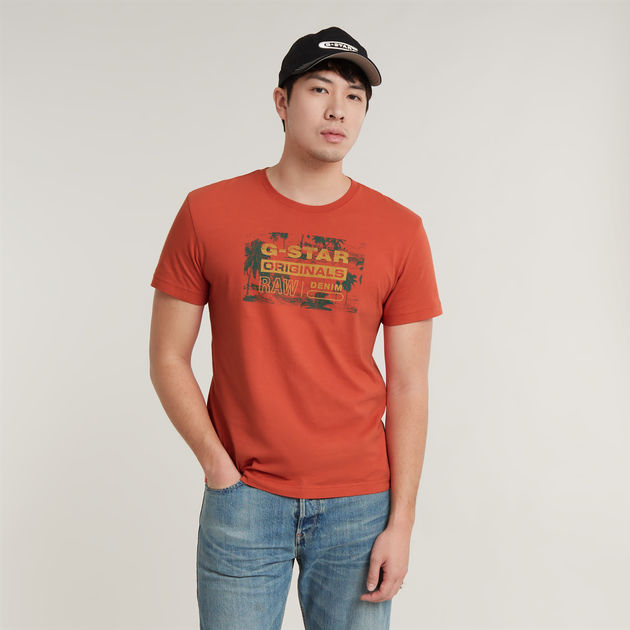Framed Palm Originals T Shirt Red G STAR CA