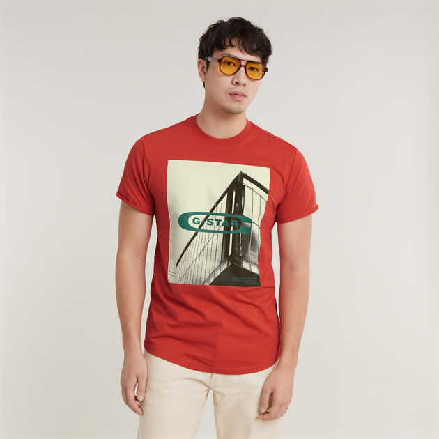 送料込★G-Star★Hq Oldskool Logo Lash Tシャツ HQ Old School Logo Lash T-Shirt | Red | G-STAR® CY