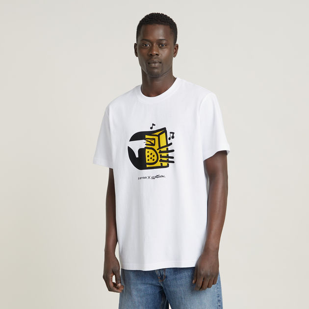 Unisex Boombox Cartoon Loose T-Shirt | White | G-STAR® US