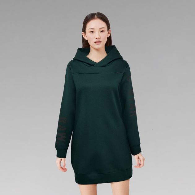 Graphic Loose Hooded Sweat Dress | Green | G-Star RAW® PH
