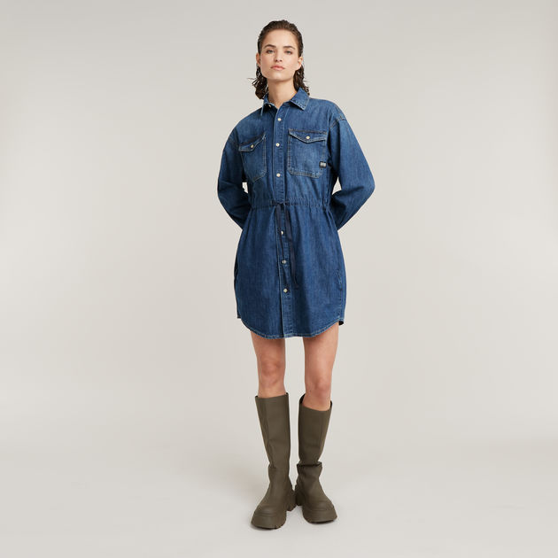 Relaxed Drawcord Denim Dress Medium blue G STAR CA