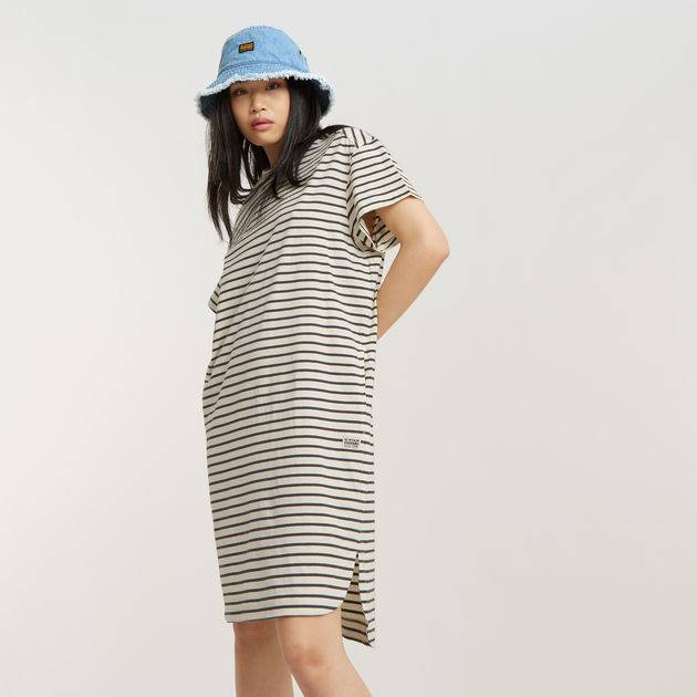 Striped Loose T Shirt Dress Multi color G STAR ZA