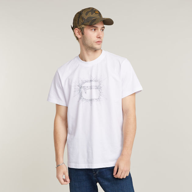 送料込★G-Star★Stitch Burger Logo Tシャツ Stitch Burger Logo Loose T-Shirt | White | G-STAR® CY