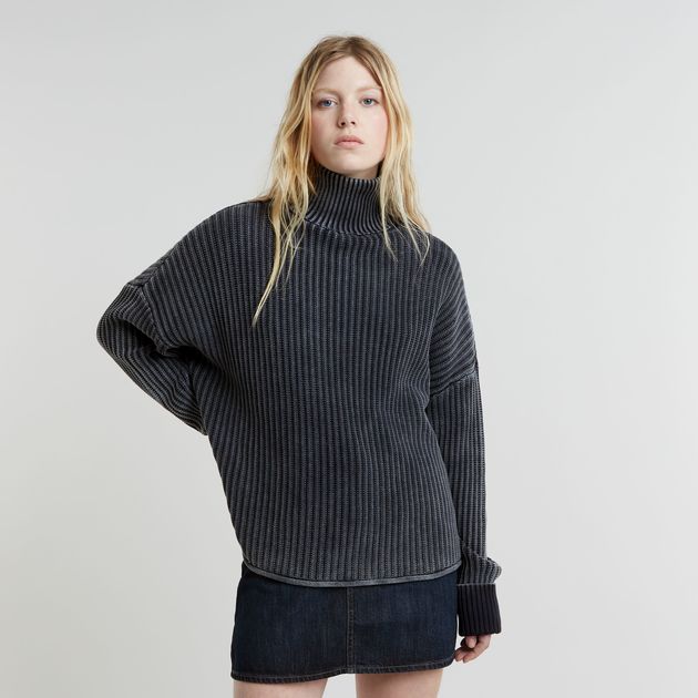 Loose Overdyed Turtle Knitted Sweater | Dark blue | G-STAR® US