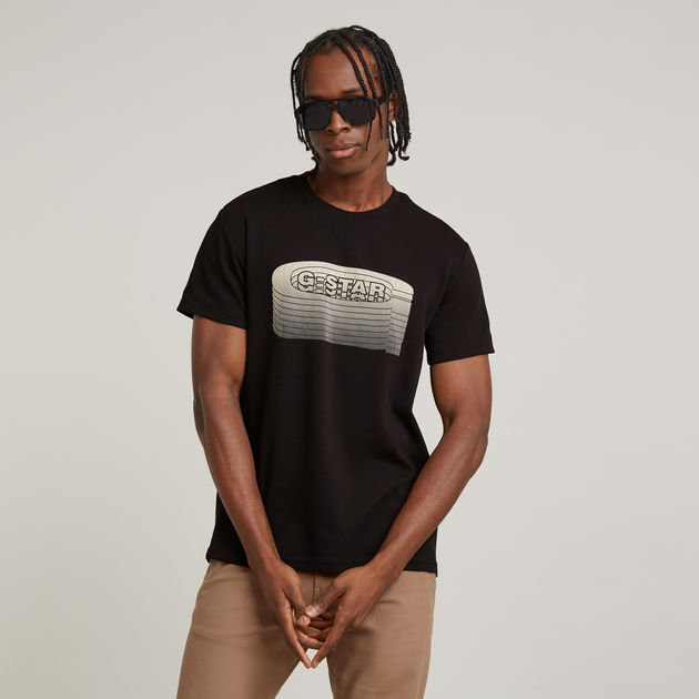 送料込★G-Star★Stacked Old Skool Logo R T Tシャツ Stacked Old Skool Logo T-Shirt | Black | G-STAR® US