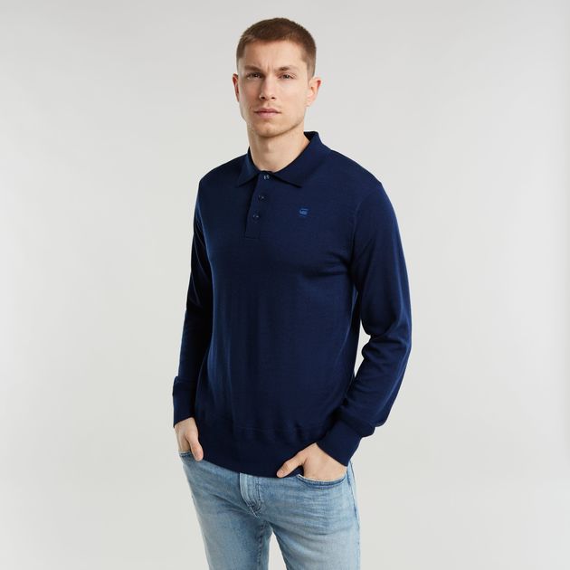 Premium Core Dunda Knitted Polo Dark blue G STAR CA