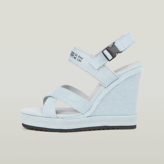 Bodana Cross Strap Denim Wedge Heels Multi color G STAR AU