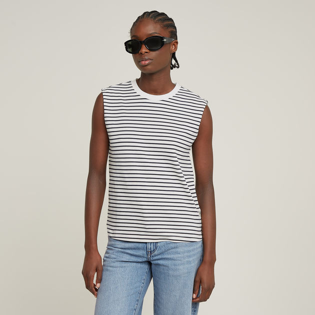 送料込★G-Star★Stripe Boxy ノースリーブTシャツ Stripe Boxy Top | Multi color | G-STAR® US