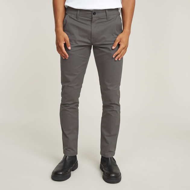 Ash & Erie Steel Grey Washed Stretch Chinos for Short Men