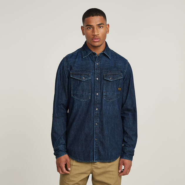 世界的に Slim Denim Shirt | Dark blue | G-STAR® US パンツ