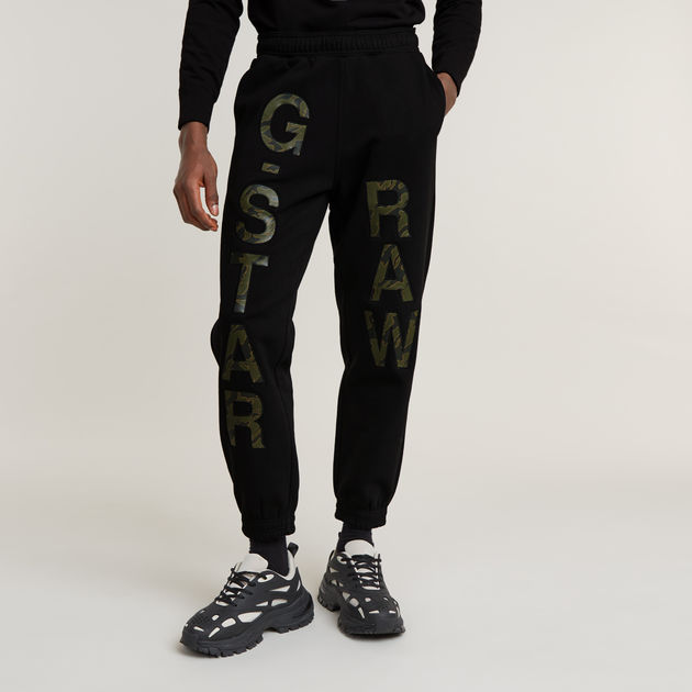 Embro Print Loose Tapered Sweat Pants | Black | G-STAR® US