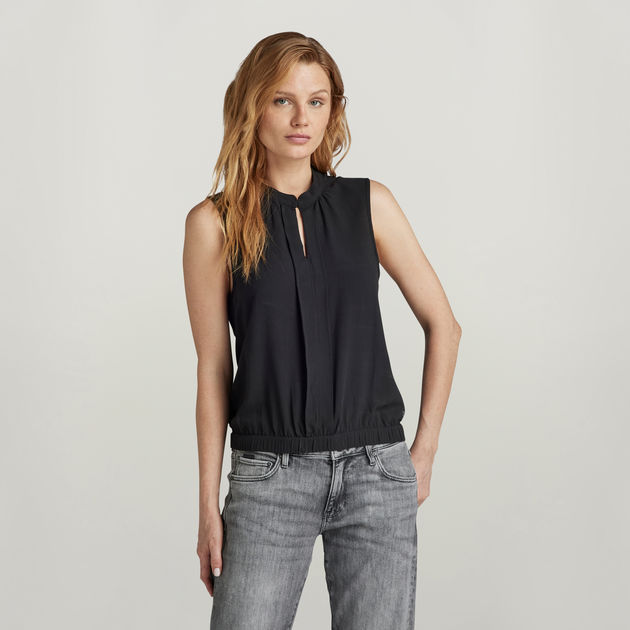 Stand Up Collar Top | Black | G-STAR® US
