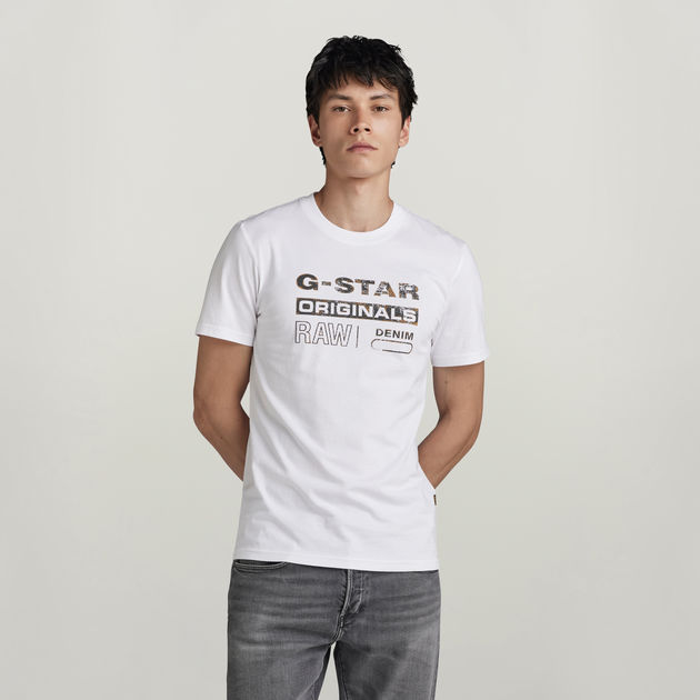 Distressed Originals Slim T Shirt White G STAR IT