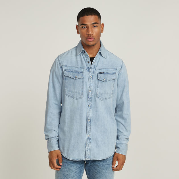 Blue jean dress shirt on sale