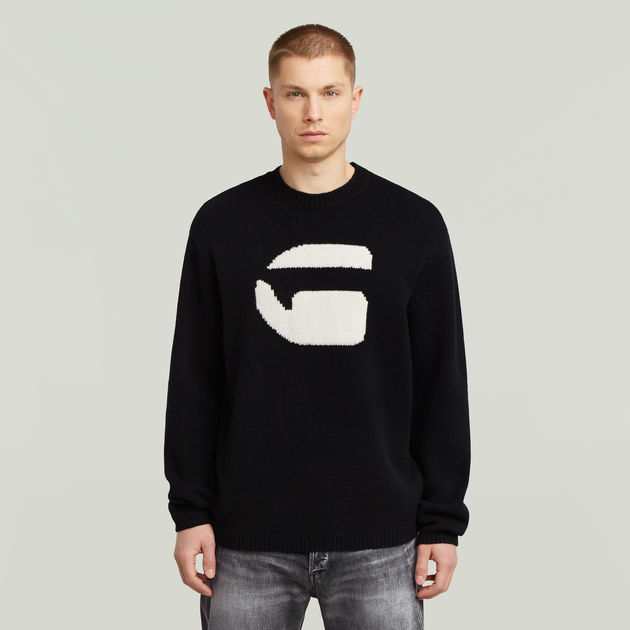 G Logo Relaxed Knit Pullover | Black | G-STAR® US