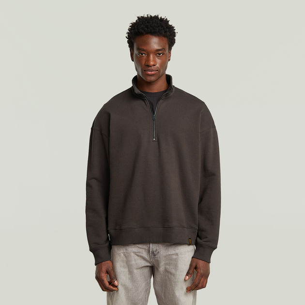 Essential Loose Half Zip Sweater | Brown | G-STAR® US
