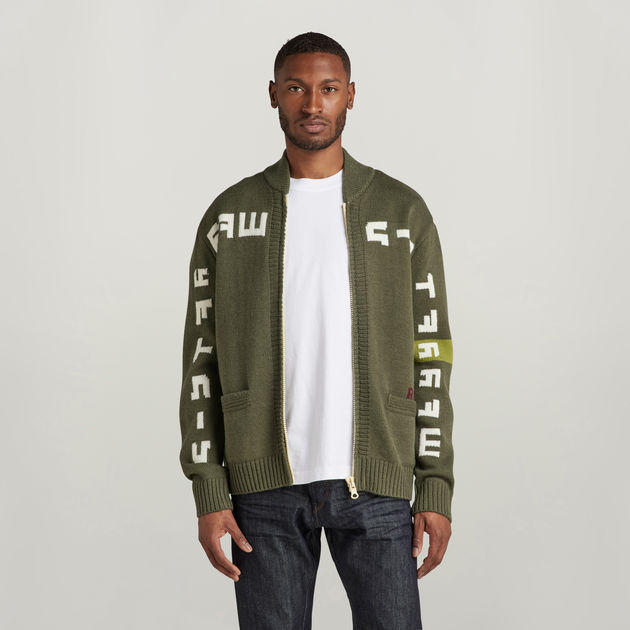 Graphic Zip Thru Loose Knit | Green | G-STAR® US