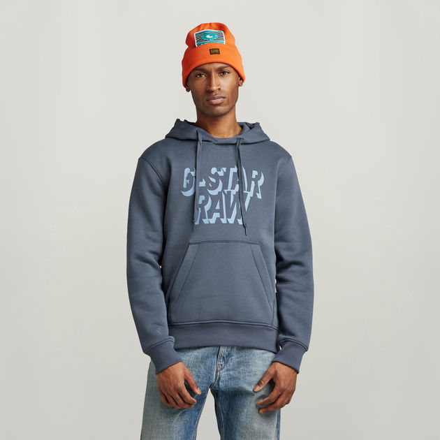 送料込★G-Star★パーカー Retro Shadow G-Star Retro Shadow Logo Hoodie BLUE L - Hoodies - BeyondStyle