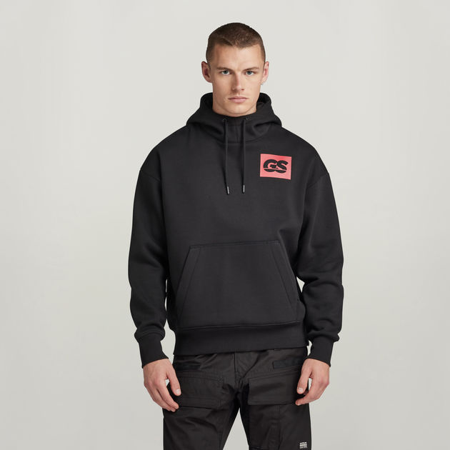 GS Raw Back Graphic Loose Hoodie | Black | G-STAR® US