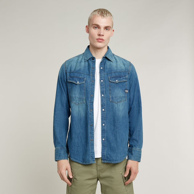 Denim Shirt G Star Fit G-STAR Unisex 3301 Slim Shirt 'Light Aged'