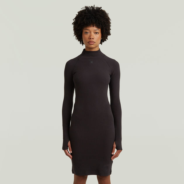 Rib Slim Dress Black G-STAR® US