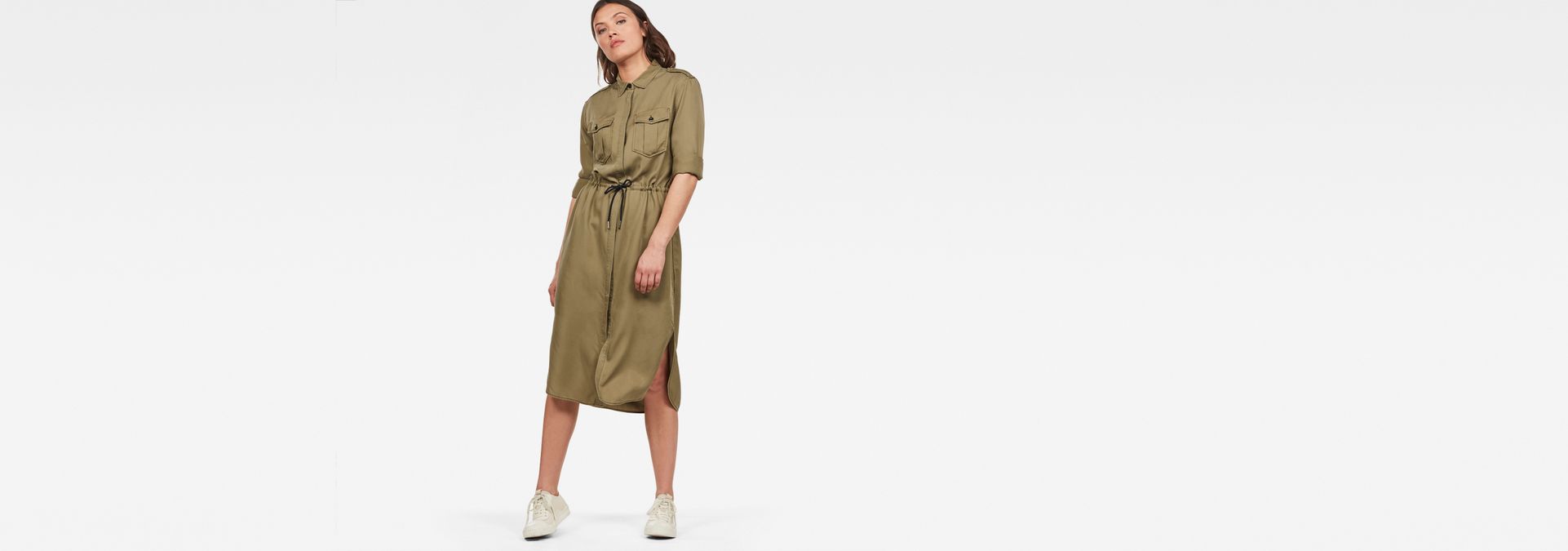 green maxi shirt dress