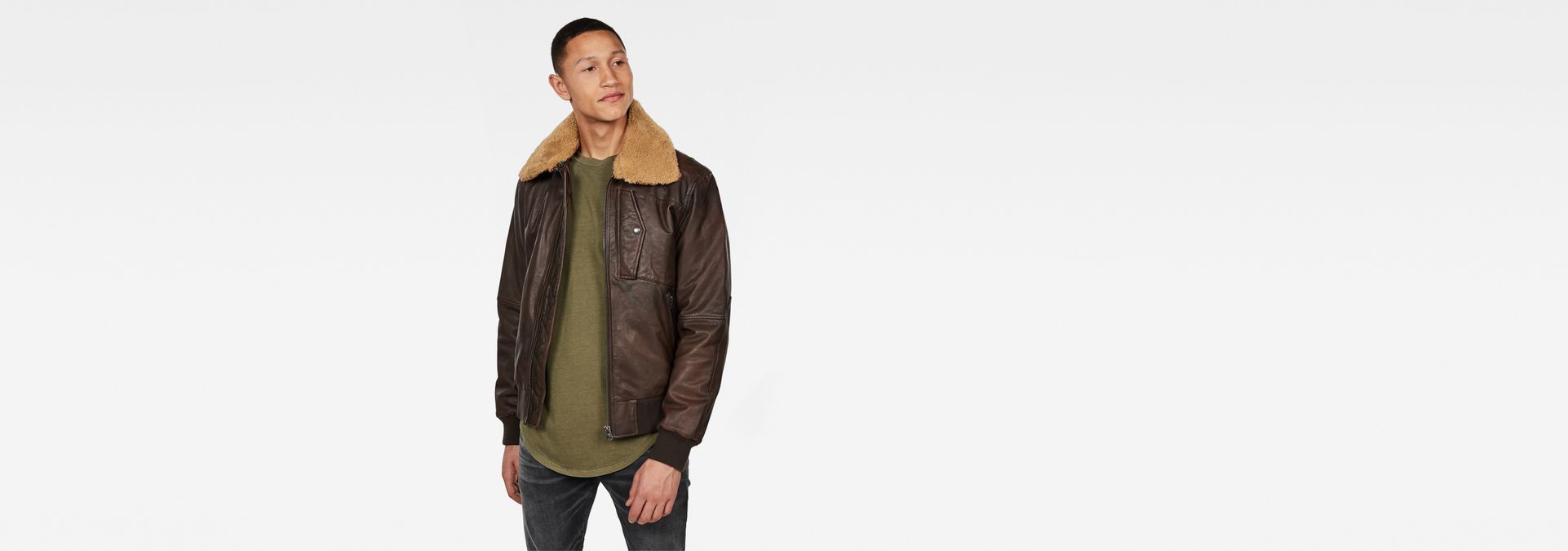 Bollard Lederen Bomber Jack | Bruin | G-Star RAW®