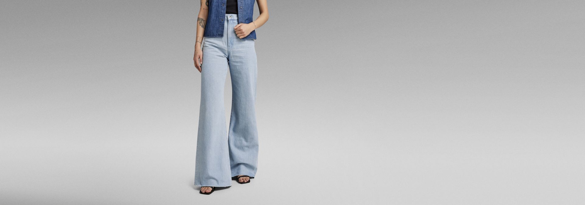 Dames Kleding voor voor Jeans voor Jeans met wijde pijp G-Star RAW Denim Bootcut Jeans Deck Ultra High Wide Leg in het Blauw 