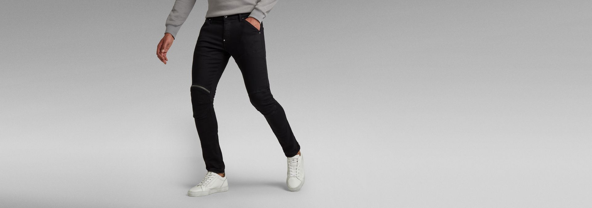 5620 3D Zip Knee Skinny Jeans | ブラック | G-Star RAW®