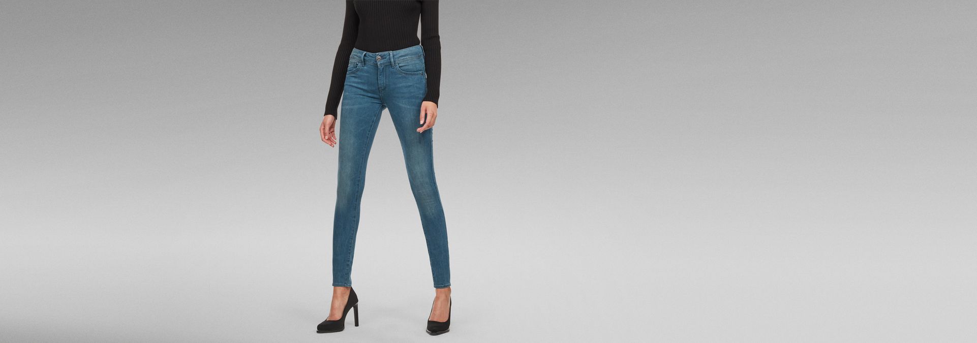60367.6128.071 Medium aged-azul nuevo + G-Star Jeans Lynn Skinny WMN slim fit