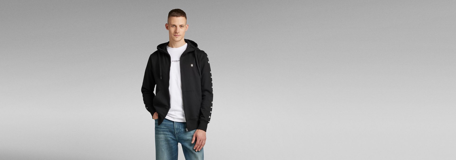 Tape Zip Hoodie Black GStar RAW®