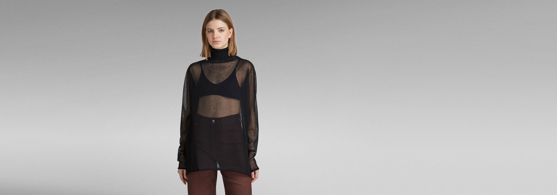 Sheer Loose Turtle Knitted Sweater | Black | G-Star RAW®