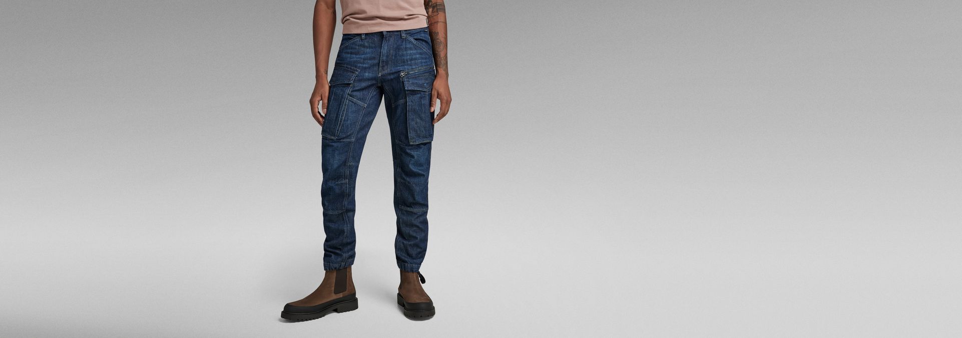3D Straight Tapered Denim Cargo Pants | Medium blue | G-Star RAW® US