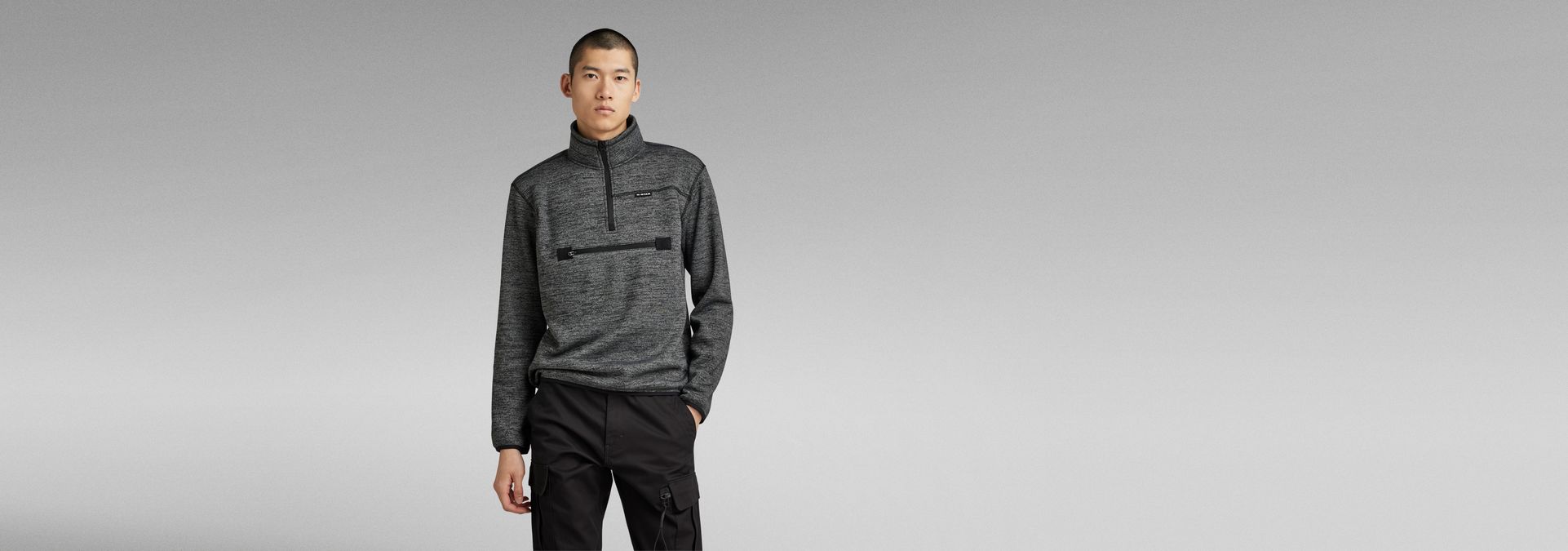 Fleece Half Zip Sweater | Black | G-Star RAW® CA