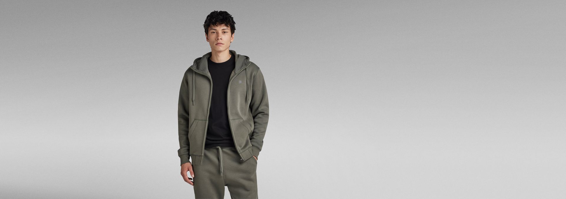 Zip RAW® Hooded G-Star Premium Sweater US Grey | Core |