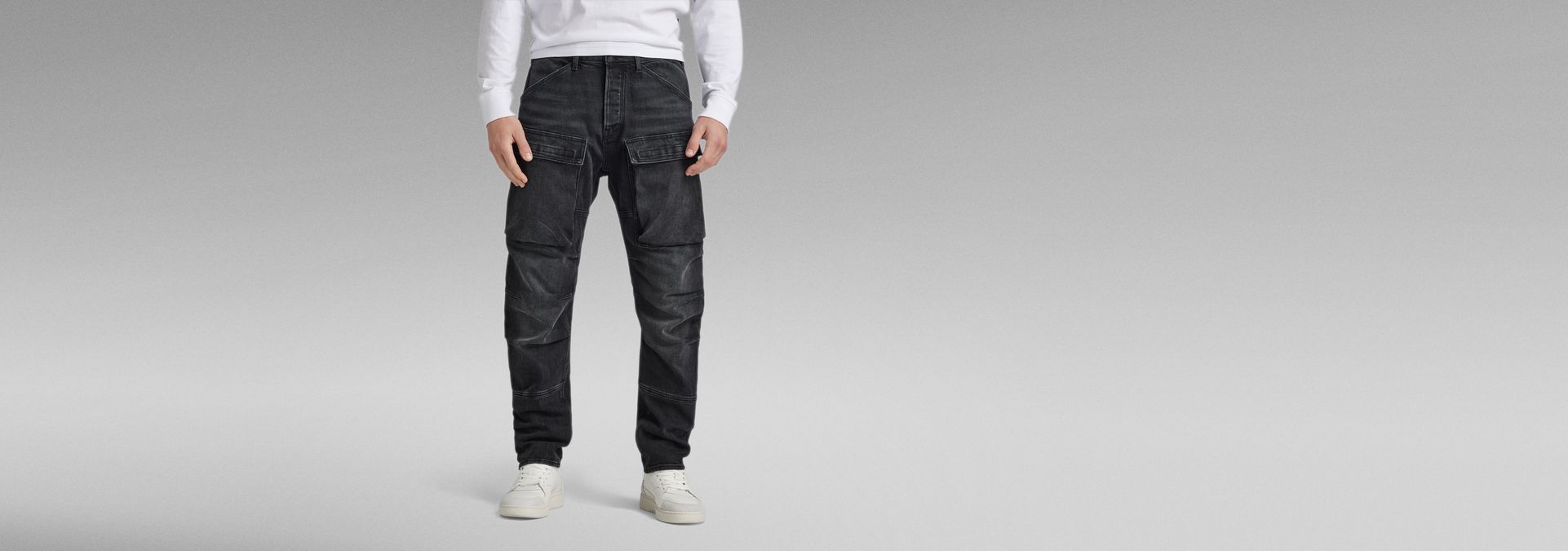 3D Straight Tapered Denim Cargo Pants