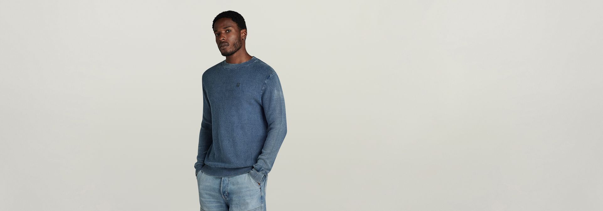 Indigo Moss Knitted Sweater | ミディアムブルー | G-Star RAW® JP