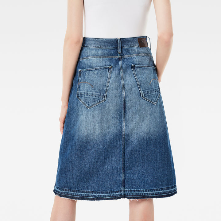 Arc Button A Line Midi Skirt Medium blue G STAR US