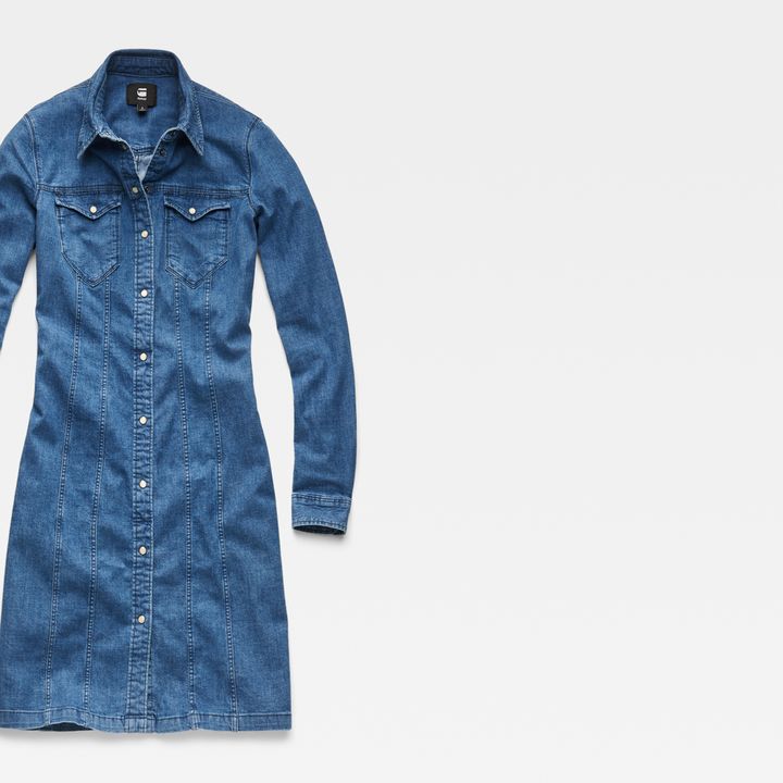 Tacoma Slim Flare Dress Mittelblau G STAR DE