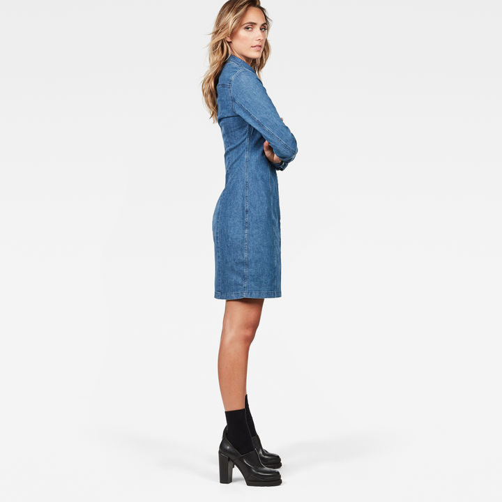 Tacoma Slim Flare Dress Medium blue G STAR US