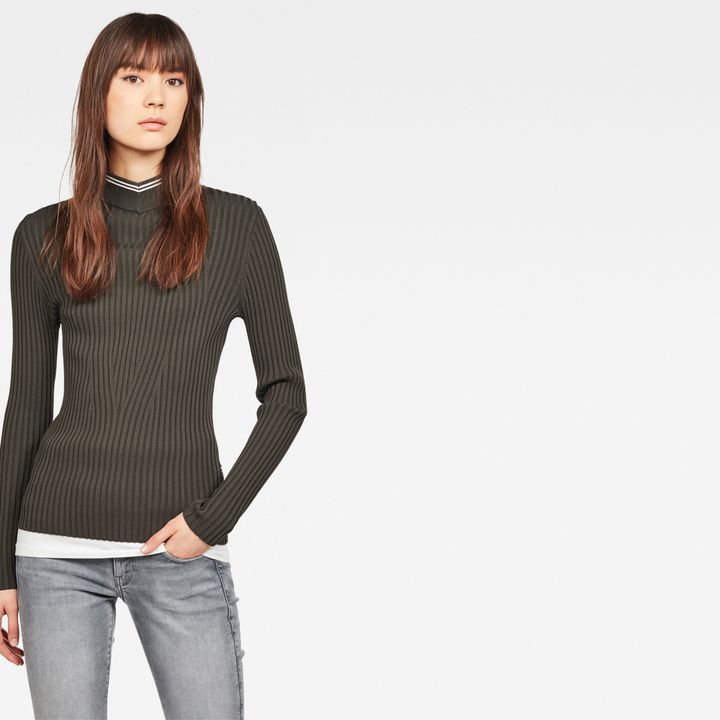 Lynn Mock Turtleneck Knitted Sweater | Grey | G-STAR® US