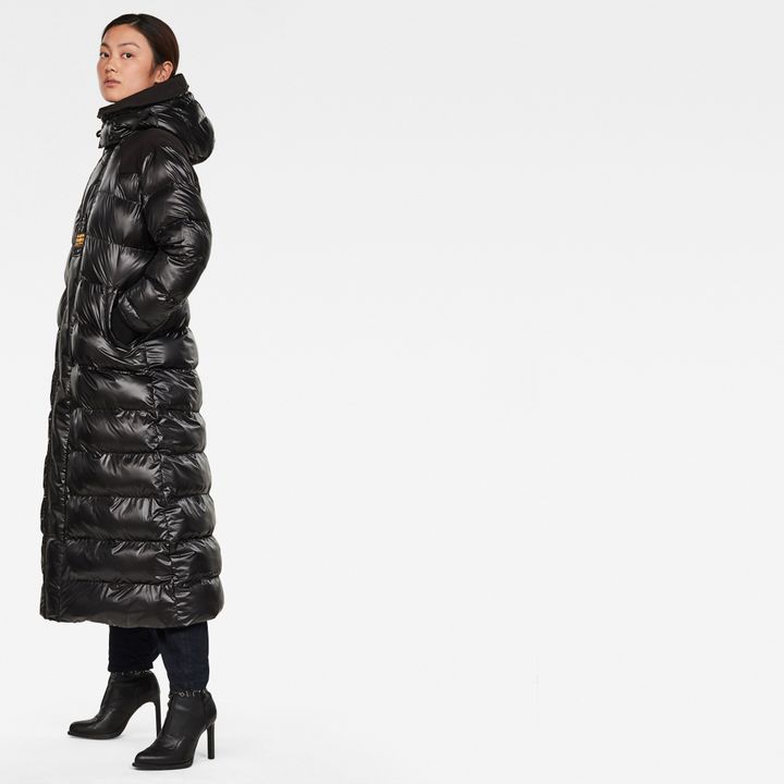 Black padded long jacket new arrivals