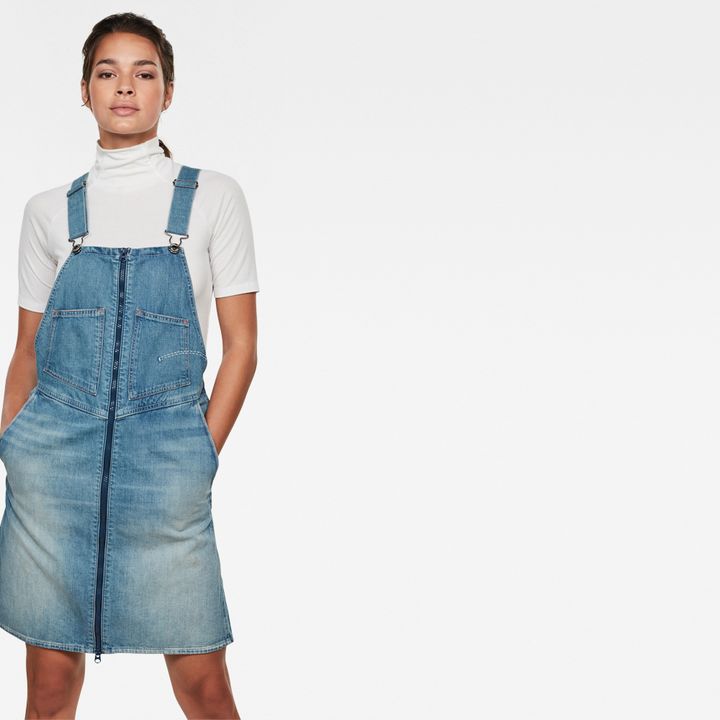 Womens denim overall dress deals