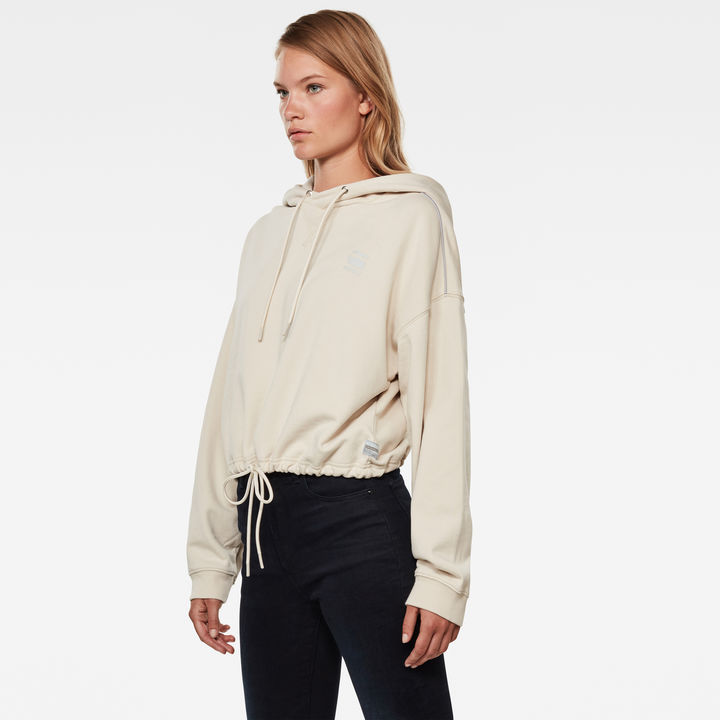 Oversized Cropped Hoodie Beige G STAR ZA