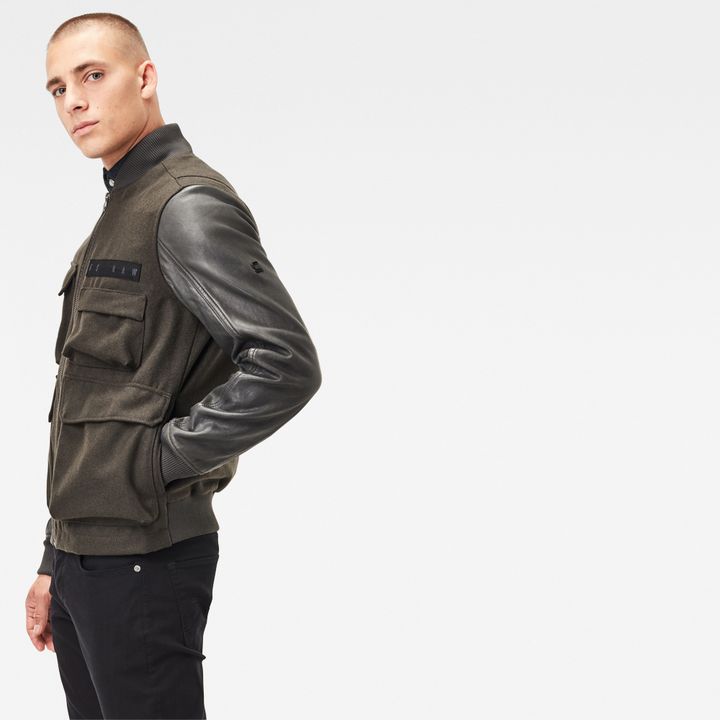 Multi Pocket Varsity Leather Jacket