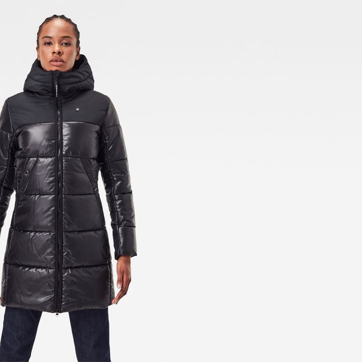 Doudoune longue Quilted Hooded Noir G STAR FR