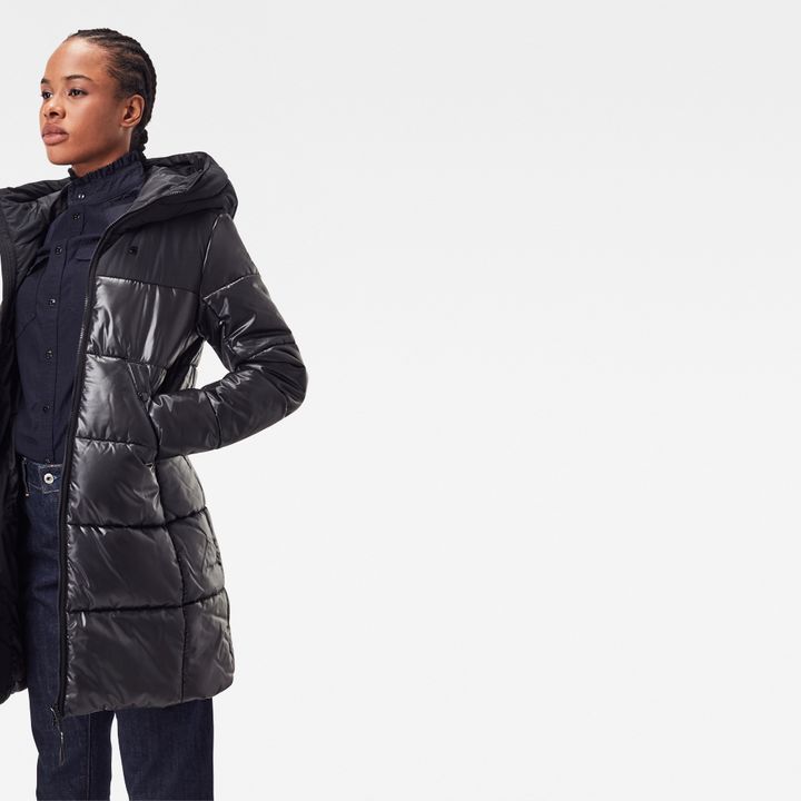 Doudoune longue Quilted Hooded Noir G STAR FR