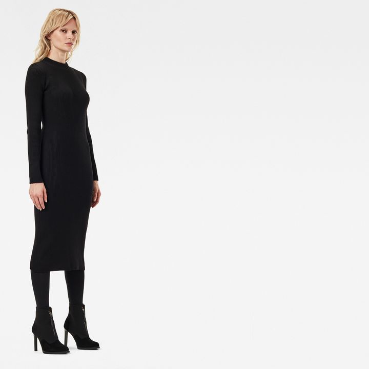Plated Lynn Knit Dress Slim Black G STAR US