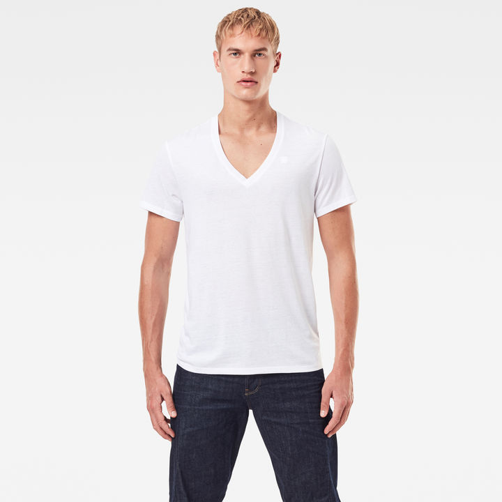 Base Heather V Neck T Shirt 2 Pack White G STAR US